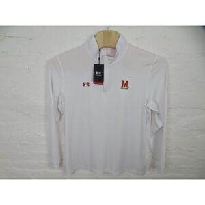 Maryland Terrapins 1/4 Zip Shirt Mens XL White Under Armour NCAA Football Terps